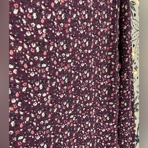 Purple floral long sleeve stretch soft flowy comfy  easy dress - Picture 2 of 9